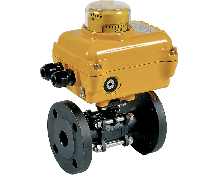 3 piece carbon steel flanged ball valve 710XS DN15 + SA05 230V AC